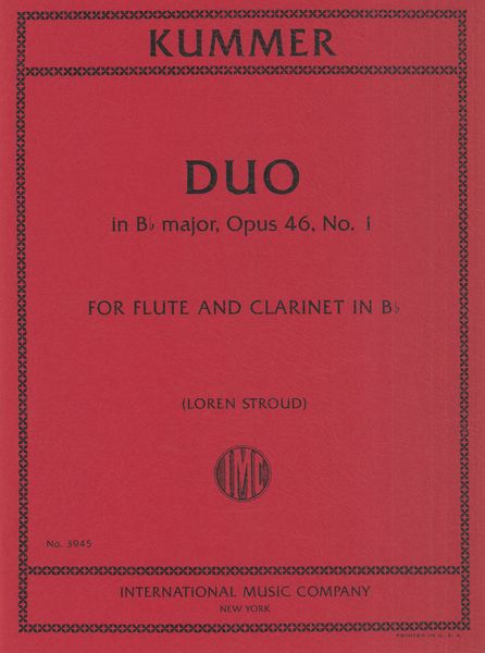 Duo In B Flat Major, Op. 46, No. 1 : For Flute and Clarinet In B Flat / edited by Loren Stroud.