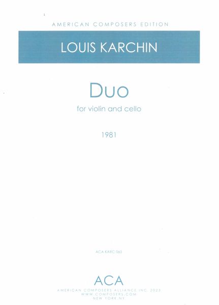 Duo : For Violin and Cello (1981).