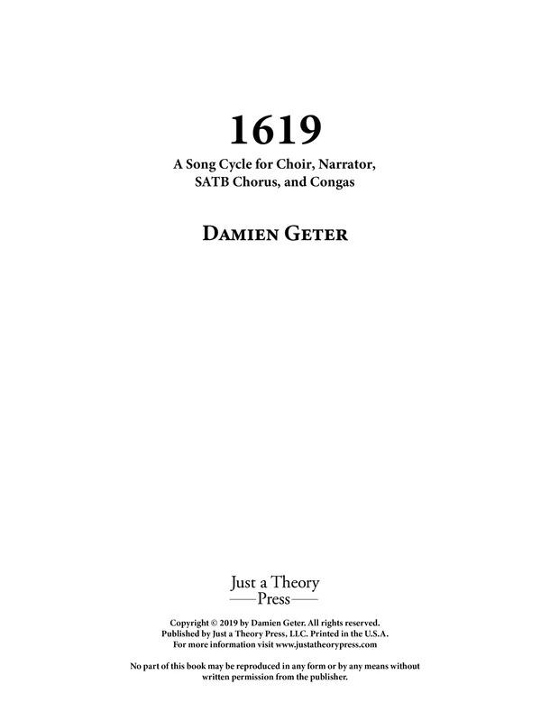 1619 : A Song Cycle For Choir, Narrator, SATB Chorus and Congas.