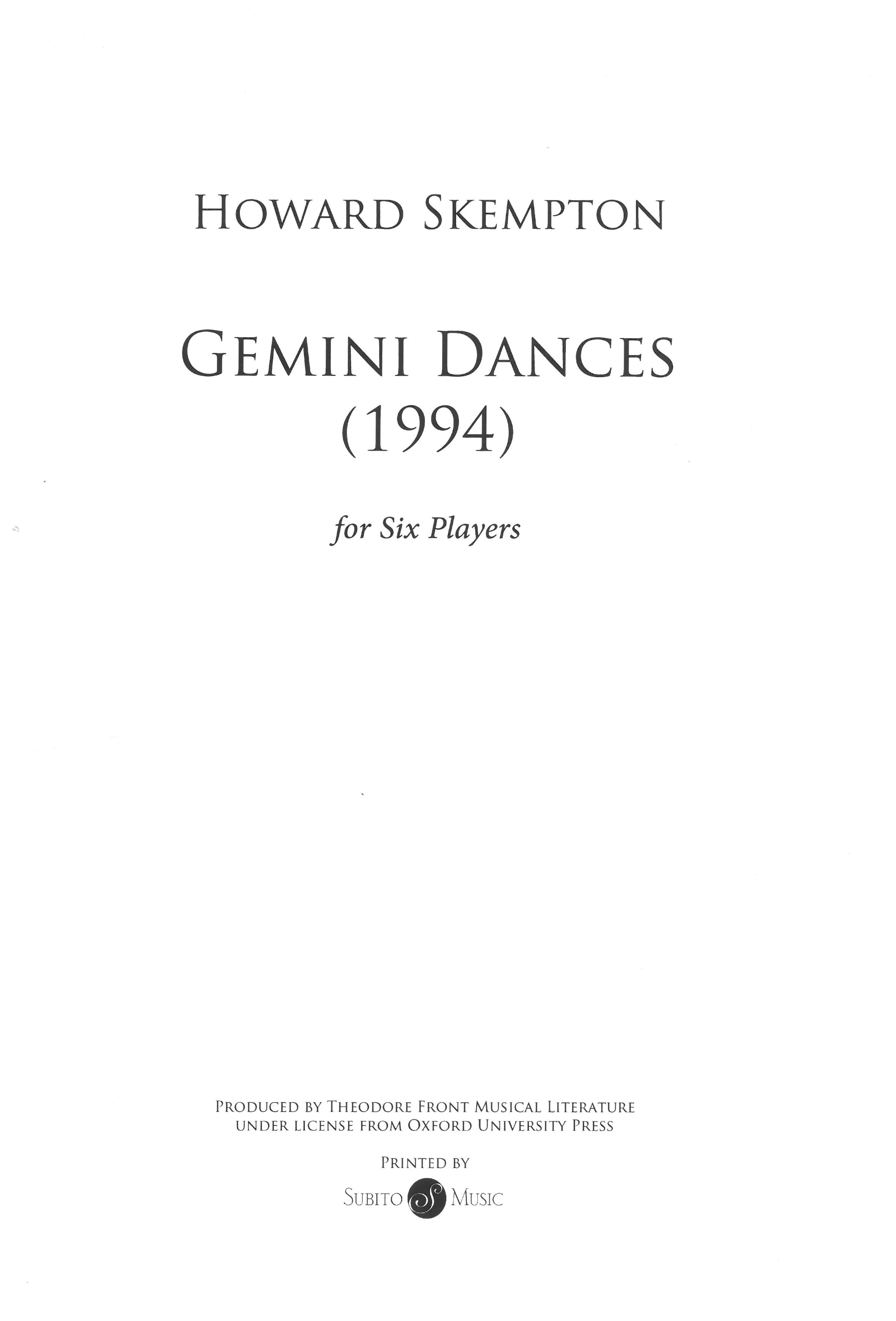 Gemini Dances : For Six Players (1994).