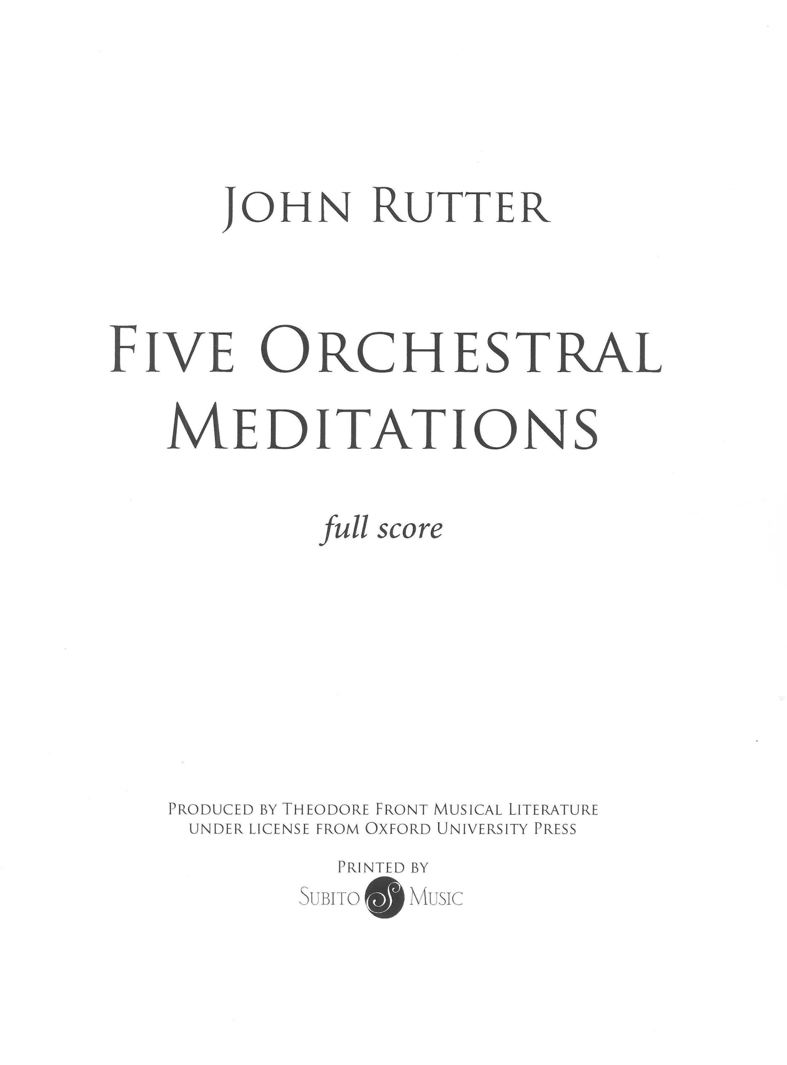 Five Orchestral Meditations.