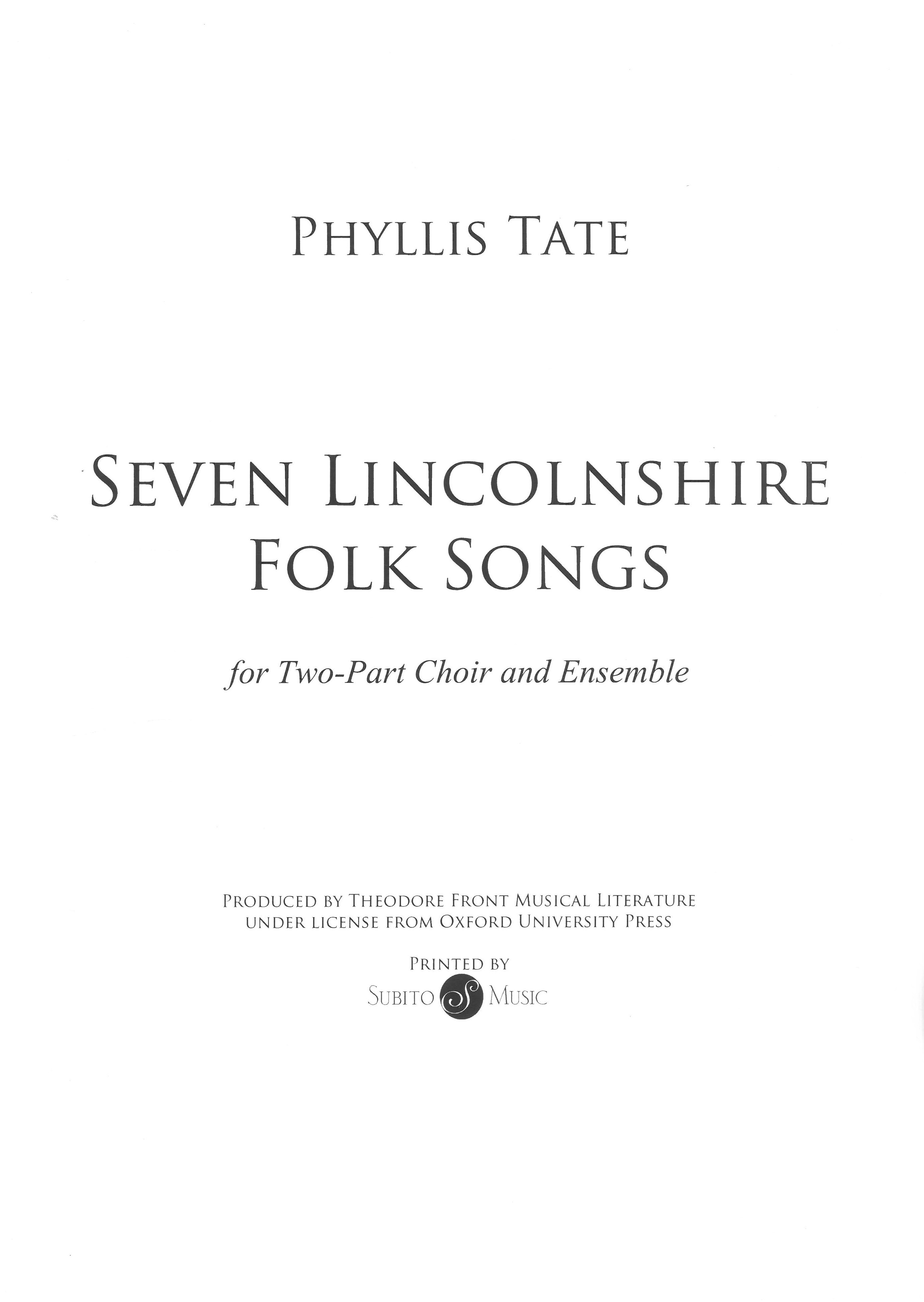 Seven Lincolnshire Folk Songs : For Voices and Ensemble.