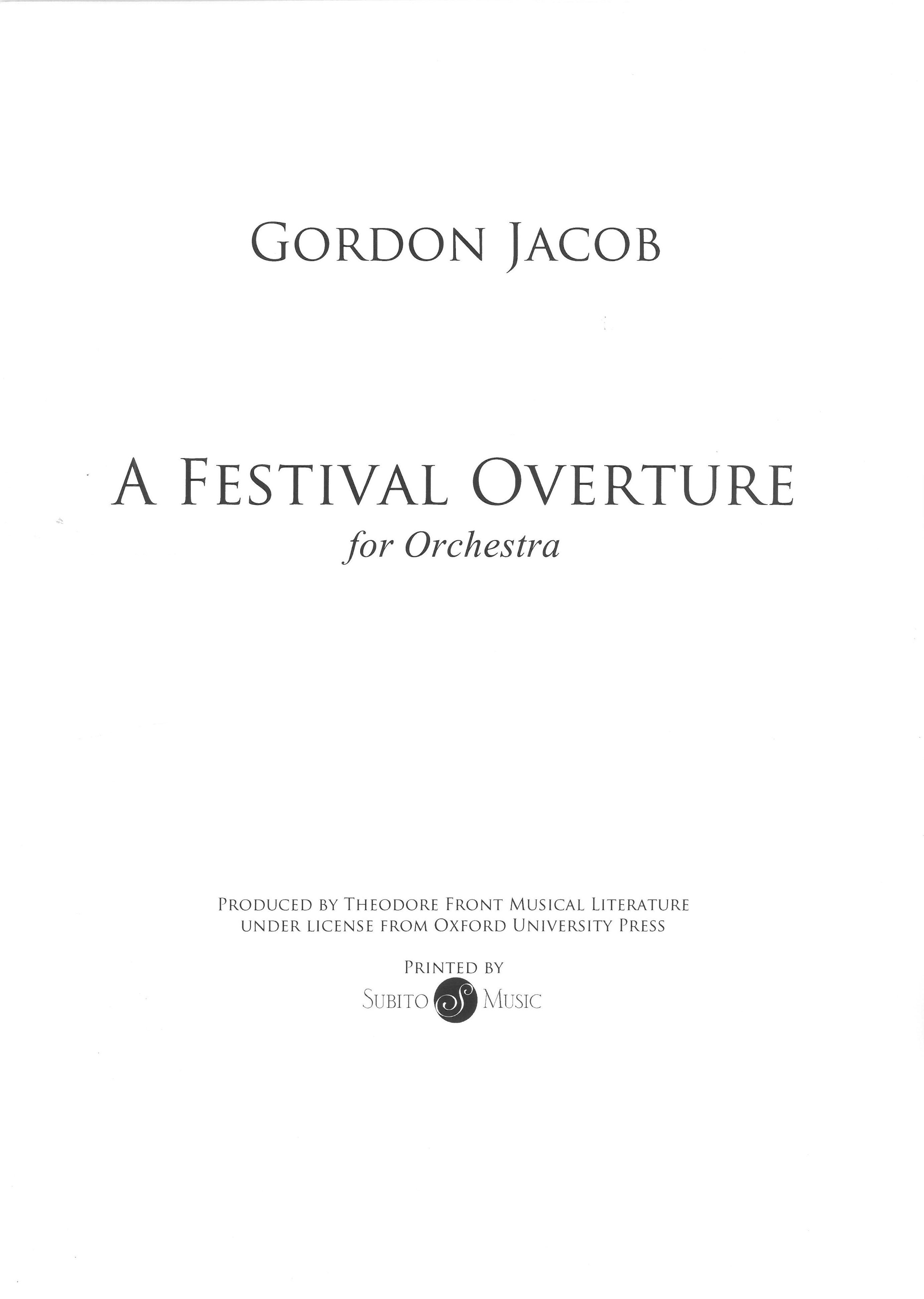 A Festival Overture : For Orchestra.