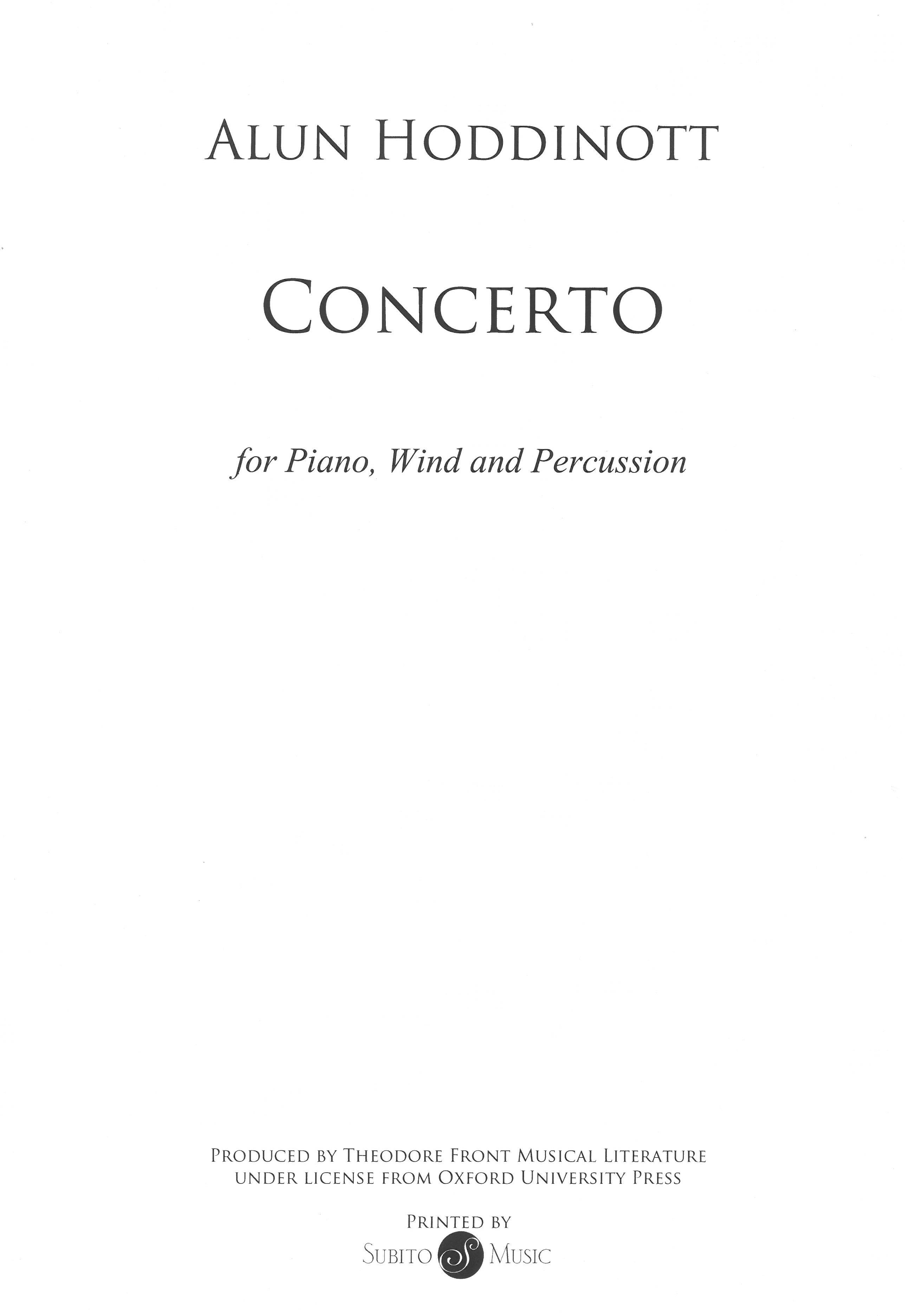 Concerto, Op. 19 : For Piano, Wind and Percussion.