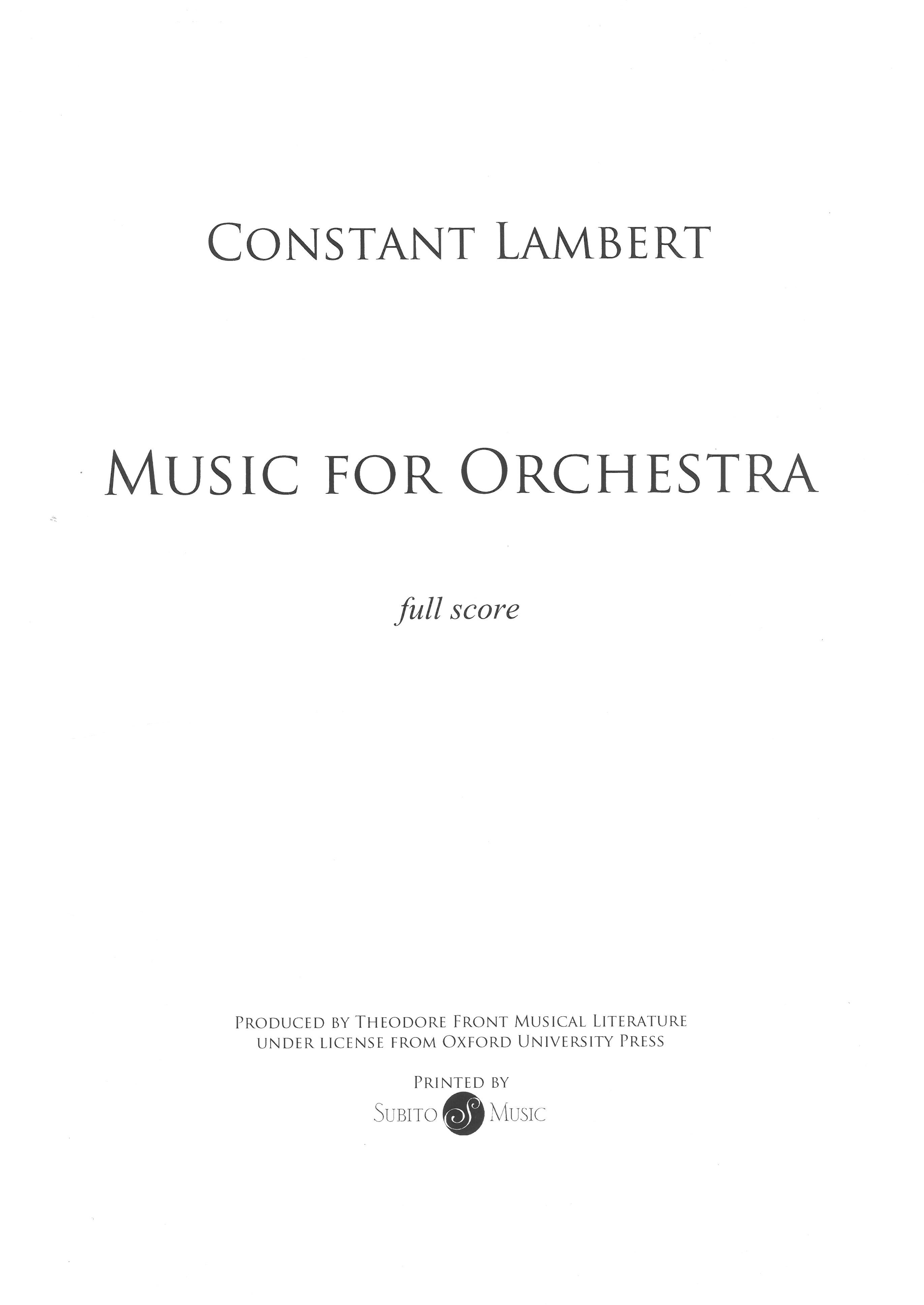 Music For Orchestra.