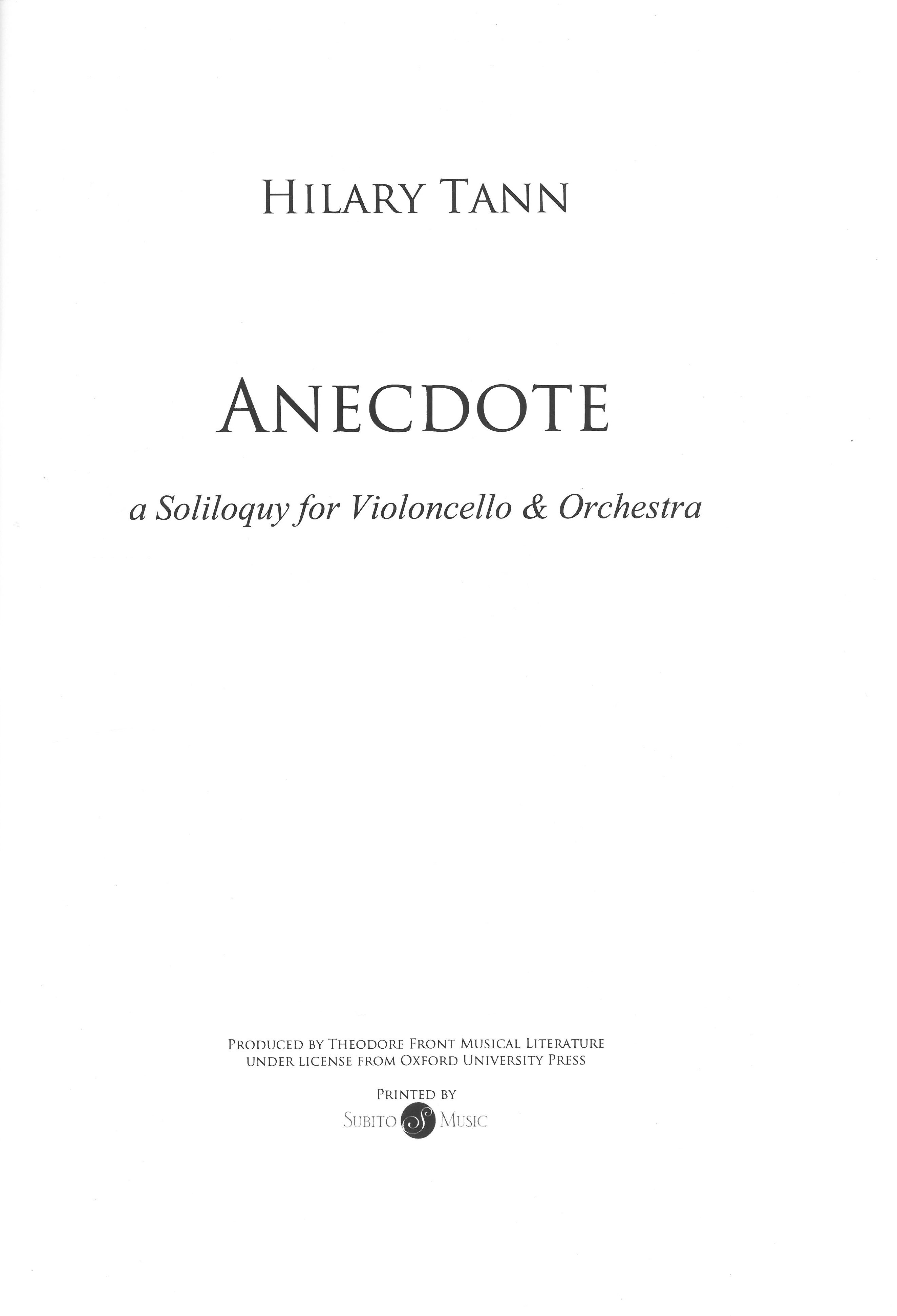 Anecdote : A Soliloquy For Violoncello and Orchestra.