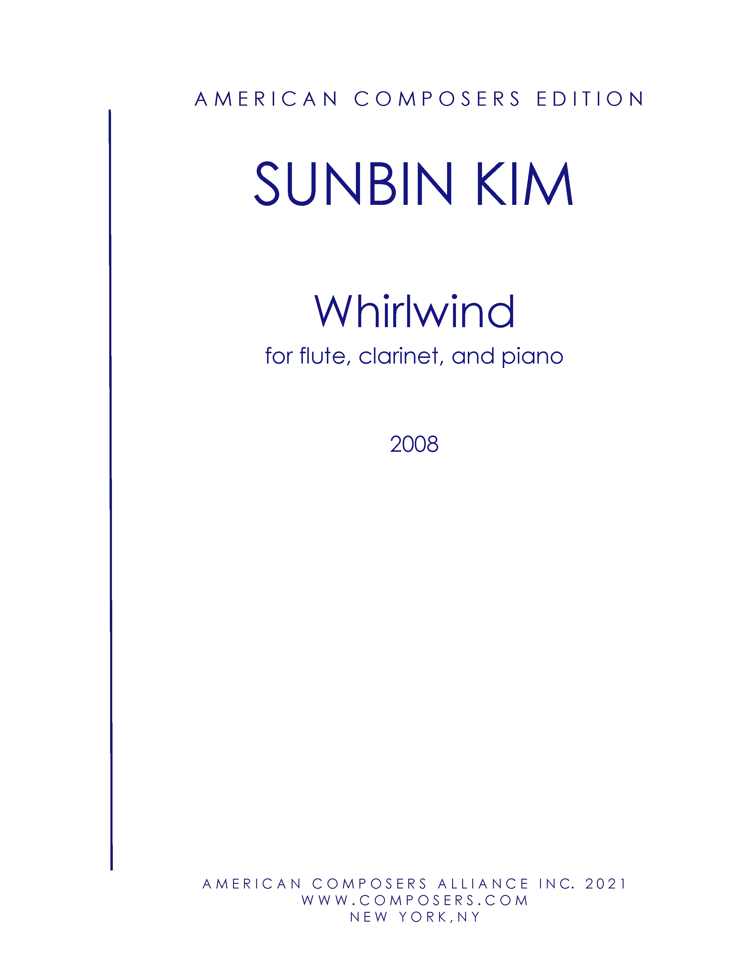 Whirlwind : For Flute, Clarinet and Piano (2008).