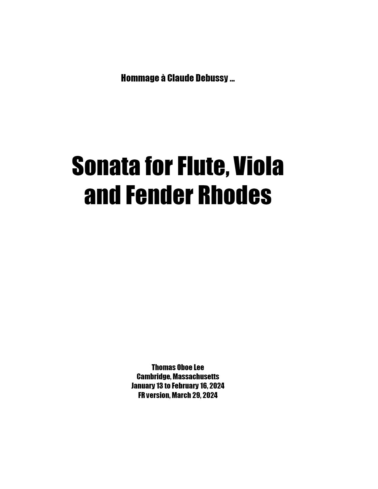 Sonata : For Flute, Viola and Fender Rhodes (2024).