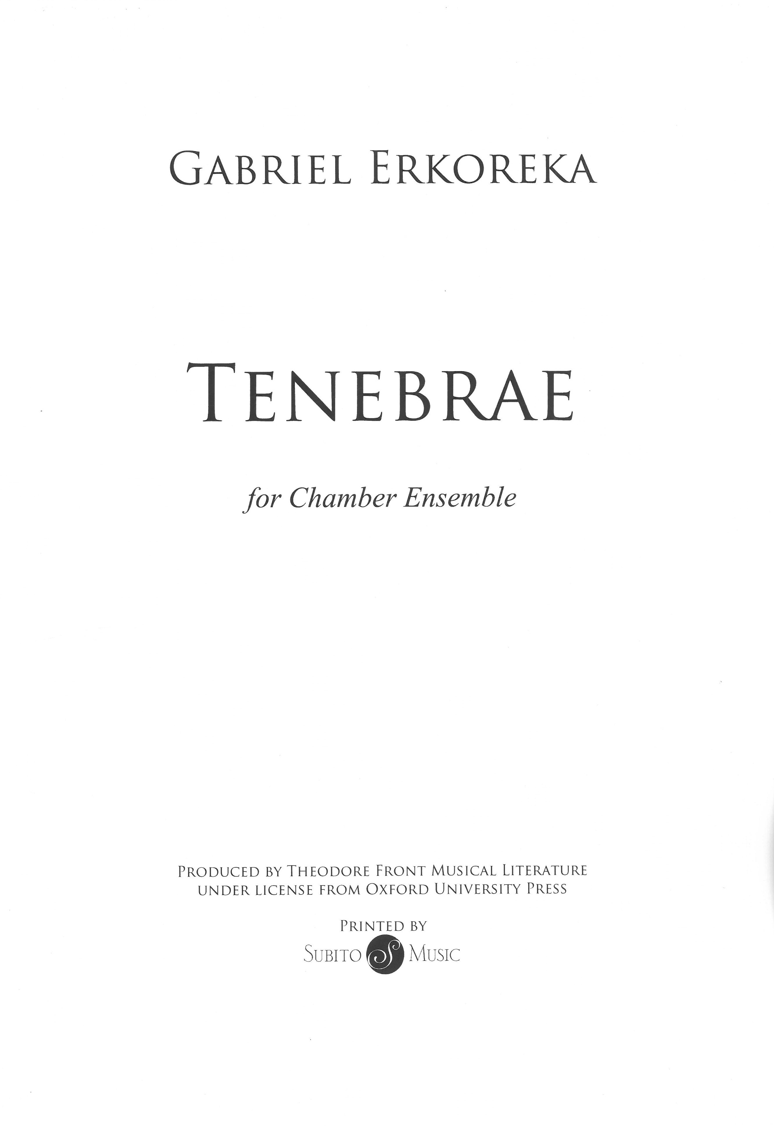 Tenebrae : For Chamber Ensemble (2002).