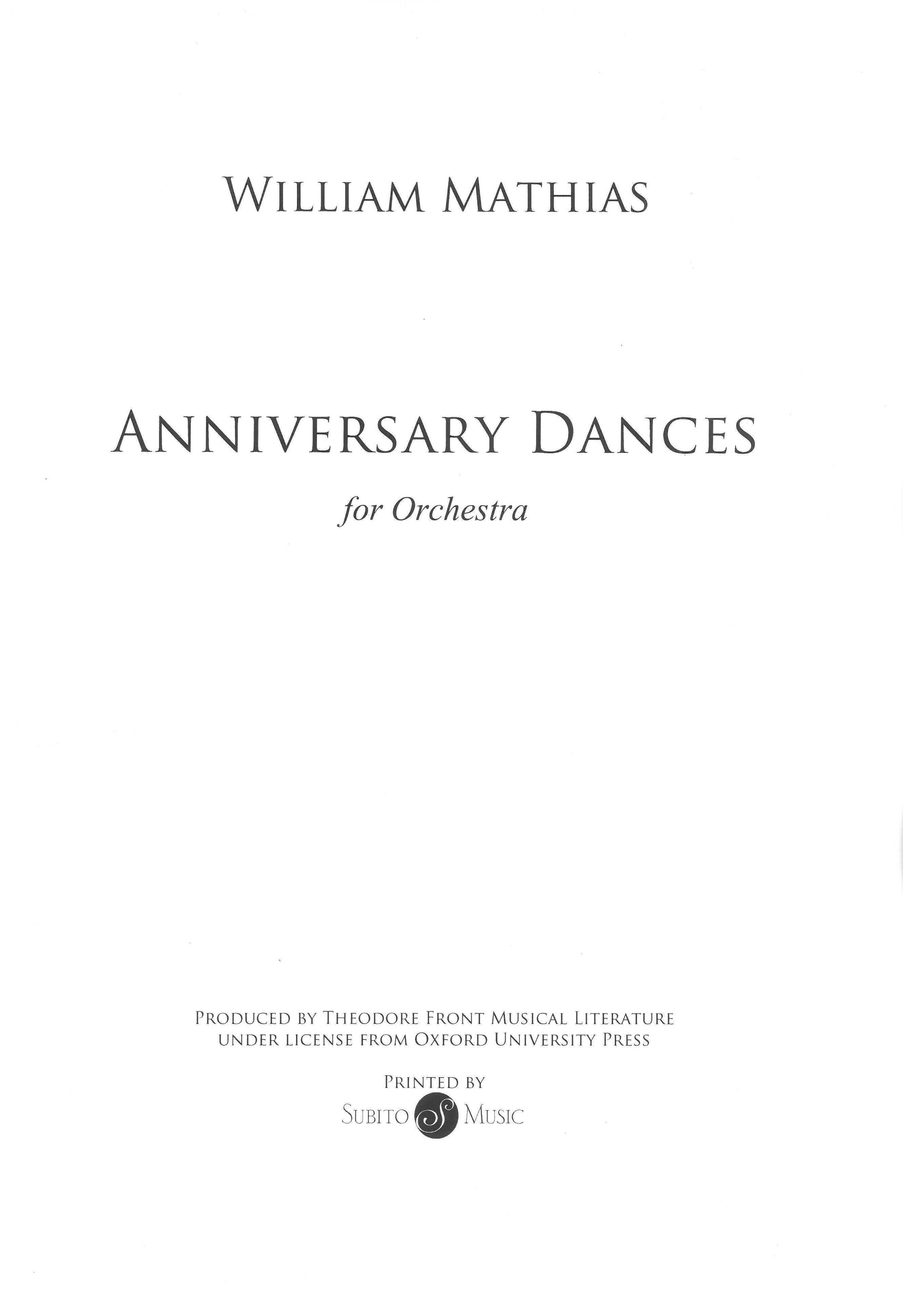 Anniversary Dances : For Orchestra.