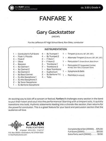 Fanfare X : For Concert Band.