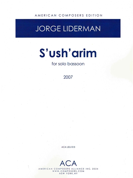 S'ush'arim : For Solo Bassoon (2007).