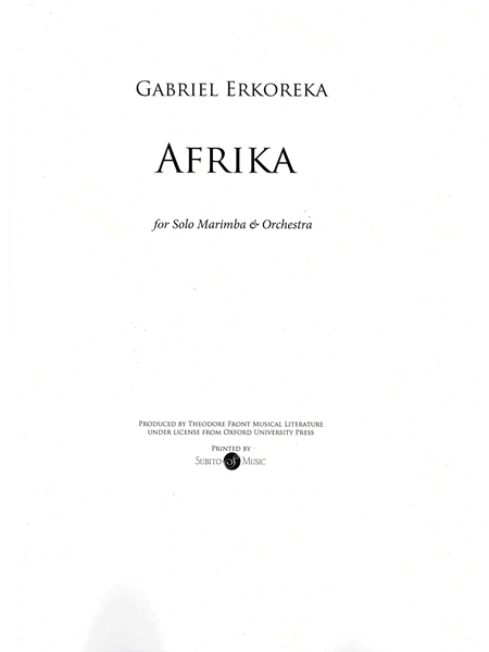 Afrika : For Solo Marimba and Orchestra (2002).