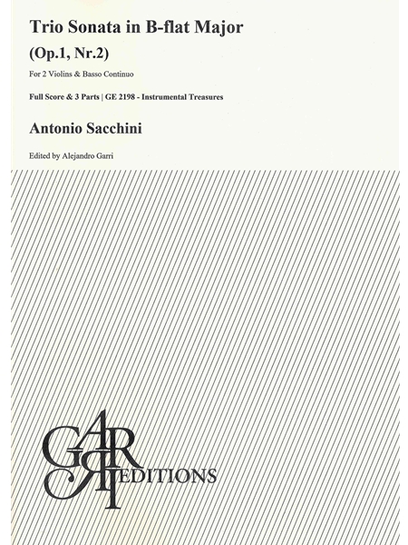 Trio Sonata In B-Flat Major, Op. 1, Nr. 2 : For 2 Violins and Basso Continuo / Ed. Alejandro Garri.