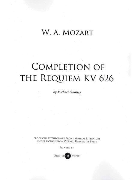 Completion of The Requiem K. 626 / Completed by Michael Finnissy.