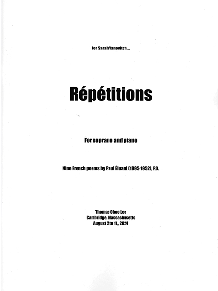 Répétitions : For Soprano and Piano (2024).