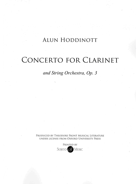 Concerto, Op. 3 : For Clarinet and String Orchestra.