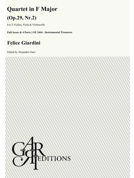 Quartet In F Major, Op. 29, Nr. 2 : For 2 Violins, Viola and Violoncello / Ed. Alejandro Garri.