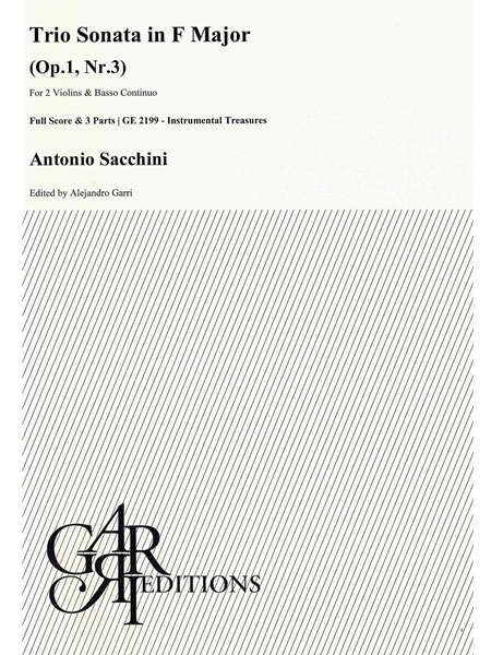 Trio Sonata In F Major, Op. 1, Nr. 3 : For 2 Violins and Basso Continuo / Ed. Alejandro Garri.