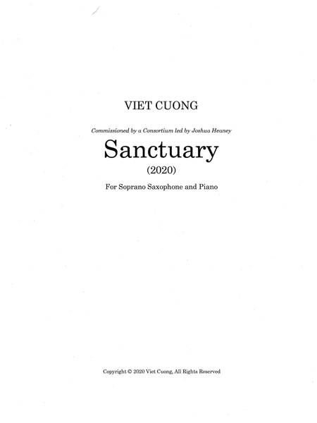 Sanctuary : For Soprano Saxophone and Piano (2020).