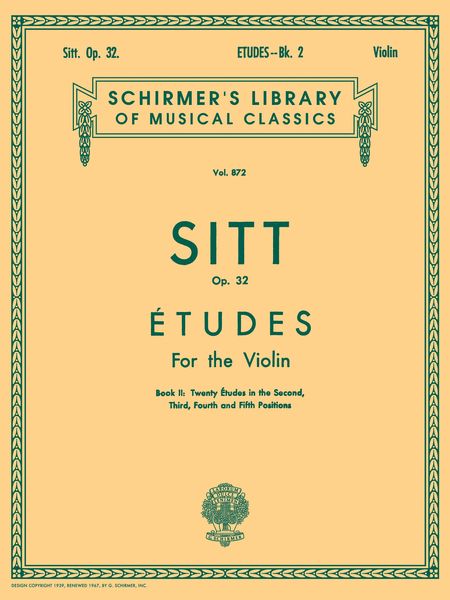 Etudes For The Violin, Op. 32, Book II : Twenty Etudes In 2nd, 3rd, 4th & 5th Pos.