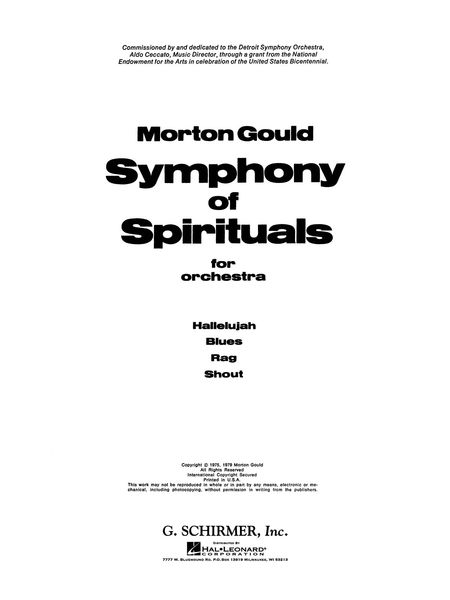 Symphony of Spirituals : For Orchestra.