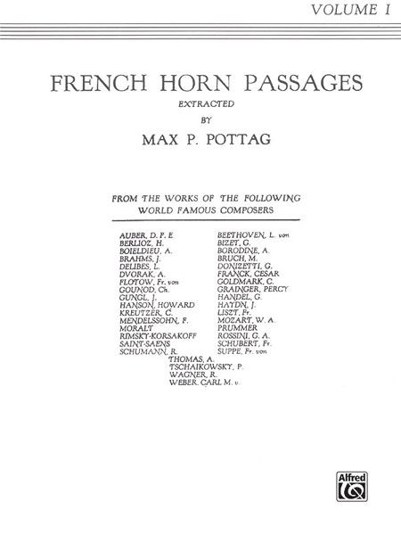 French Horn Passages, Vol. 1 / Compiled By Max Pottag.