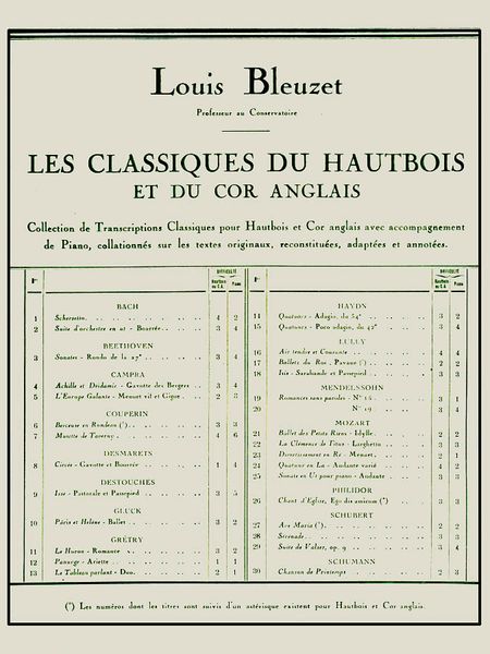 Pieces De Clavecin : arranged For Oboe (les Classiques Du Hautbois).