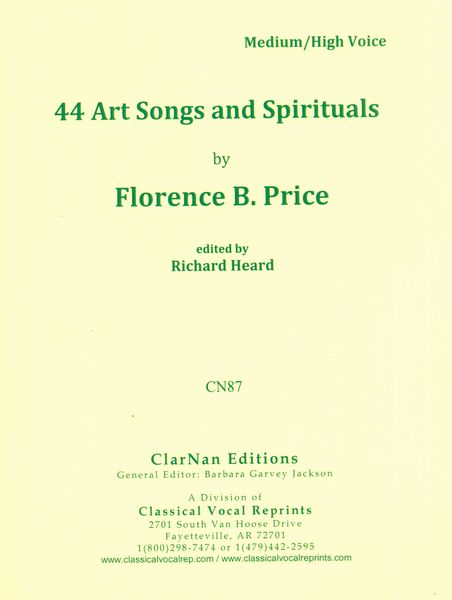 Florence Price 44 Art Songs and Spirituals Cover Art